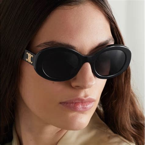 celine triomphe sunglasses gold|Celine triomphe 52mm oval sunglasses.